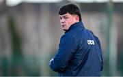 4 February 2025; Wesley College head coach Stephen Smith before the Bank of Ireland Leinster Rugby Boys Schools Junior Cup First Round match between Wesley College and Gonzaga College at Energia Park in Dublin. Photo by Shauna Clinton/Sportsfile