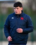 4 February 2025; Wesley College head coach Stephen Smith before the Bank of Ireland Leinster Rugby Boys Schools Junior Cup First Round match between Wesley College and Gonzaga College at Energia Park in Dublin. Photo by Shauna Clinton/Sportsfile