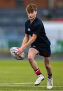 4 February 2025; Louis Rothwell of Wesley College during the Bank of Ireland Leinster Rugby Boys Schools Junior Cup First Round match between Wesley College and Gonzaga College at Energia Park in Dublin. Photo by Shauna Clinton/Sportsfile