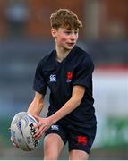 4 February 2025; Louis Rothwell of Wesley College during the Bank of Ireland Leinster Rugby Boys Schools Junior Cup First Round match between Wesley College and Gonzaga College at Energia Park in Dublin. Photo by Shauna Clinton/Sportsfile