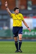 4 February 2025; Referee Kenny Colderick during the Bank of Ireland Leinster Rugby Boys Schools Junior Cup First Round match between Wesley College and Gonzaga College at Energia Park in Dublin. Photo by Shauna Clinton/Sportsfile
