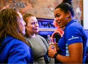 5 February 2025; Leinster Rugby, in association with Bank of Ireland, welcomed players, coaches and members of the media to College Green for the exclusive screening of ‘This Is Leinster’, a five-part behind the scenes documentary of the women’s team interprovincial success in the summer of 2024. The documentary, shot by the Leinster Rugby in-house videography team and led by Tom O’Sullivan, features never before seen footage and access with the wider squad, plus in-depth conversations with head coach Tania Rosser, captain Hannah O’Connor, and players Eimear Corri and Ruth Campbell. The documentary goes live at 7pm on Thursday evening, 6 February 2025 across all Leinster Rugby social platforms. Pictured are Leinster's Eimear Corri, right, and Molly Boyne. Photo by Shauna Clinton/Sportsfile