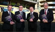 6 February 2025; In attendance are, from left, GAA director of finance Ger Mulryan, Ard Stiúrthóir of the GAA Tom Ryan, Croke Park Stadium Director Peter McKenna and Uachtarán Chumann Lúthchleas Gael Jarlath Burns before the GAA Annual Report media event at Croke Park in Dublin. Photo by Seb Daly/Sportsfile