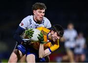6 February 2025; Tom Prior of DCU Dóchas Éireann in action against Eoin McEvoy of Ulster University during the Electric Ireland Higher Education GAA Sigerson Cup semi-final match between Ulster University and DCU Dóchas Éireann at Kingspan Breffni Park in Cavan. Photo by Tyler Miller/Sportsfile