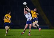 6 February 2025; Callum O'Neill of Ulster University in action against Jack Tumulty of DCU Dóchas Éireann during the Electric Ireland Higher Education GAA Sigerson Cup semi-final match between Ulster University and DCU Dóchas Éireann at Kingspan Breffni Park in Cavan. Photo by Tyler Miller/Sportsfile