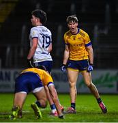 6 February 2025; Ethan Dunne of DCU Dóchas Éireann celebrates as team-mate Alex Gavin, left, scores their side a point during the Electric Ireland Higher Education GAA Sigerson Cup semi-final match between Ulster University and DCU Dóchas Éireann at Kingspan Breffni Park in Cavan. Photo by Tyler Miller/Sportsfile