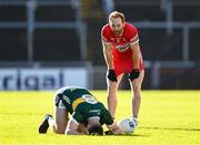 2 February 2025; Conor Glass of Derry watches on Diarmuid O'Connor of Kerry during the Allianz Football League Division 1 match between Derry and Kerry at Celtic Park in Derry. Photo by Stephen McCarthy/Sportsfile