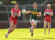 2 February 2025; Conor Doherty of Derry in action against Tadhg Morley of Kerry during the Allianz Football League Division 1 match between Derry and Kerry at Celtic Park in Derry. Photo by Stephen McCarthy/Sportsfile