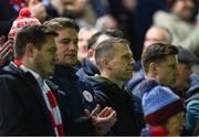 7 February 2025; Incoming Shelbourne chief executive officer Tomás Quinn during the 2025 Men's FAI President's Cup final match between Shelbourne and Drogheda United at Tolka Park in Dublin. Photo by Stephen McCarthy/Sportsfile