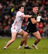 2 February 2025; Daniel Guinness of Down in action against Chris Og Jones of Cork during the Allianz Football League Division 2 match between Down and Cork at Páirc Esler in Newry, Down. Photo by Ramsey Cardy/Sportsfile