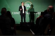 8 February 2025; FAI chief football officer Marc Canham speaking during an FAI Coaching Development Conference at the Aviva Stadium in Dublin. Photo by Seb Daly/Sportsfile
