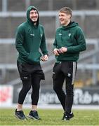 8 February 2025; Paudie Clifford, left, and Killian Spillane of Kerry walk the pitch before the Allianz Football League Division 1 match between Kerry and Donegal at Fitzgerald Stadium in Killarney, Kerry. Photo by Brendan Moran/Sportsfile