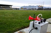 8 February 2025; A hooter for the clock pitchside before the Allianz Football League Division 1 match between Kerry and Donegal at Fitzgerald Stadium in Killarney, Kerry. Photo by Brendan Moran/Sportsfile