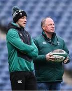 8 February 2025; Interim head coach Simon Easterby, left, and IRFU performance director David Humphreys during an Ireland rugby captain's run at Scottish Gas Murrayfield Stadium in Edinburgh, Scotland. Photo by Ramsey Cardy/Sportsfile