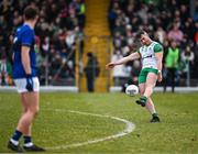 8 February 2025; Patrick McBrearty of Donegal takes a free kick from outside the 40m arc during the Allianz Football League Division 1 match between Kerry and Donegal at Fitzgerald Stadium in Killarney, Kerry. Photo by Brendan Moran/Sportsfile