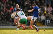 8 February 2025; Killian Spillane of Kerry has a shot blocked by Finnbarr Roarty of Donegal during the Allianz Football League Division 1 match between Kerry and Donegal at Fitzgerald Stadium in Killarney, Kerry. Photo by Brendan Moran/Sportsfile