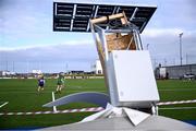 8 February 2025; A general view of damage to the venue, during what was the first game back at the venue since the damage caused by Storm Éowyn, at the Electric Ireland Ashling Murphy Cup final match between Queens University Belfast 2 and ATU Galway at the University of Galway Connacht GAA AirDome in Bekan, Mayo. Photo by Piaras Ó Mídheach/Sportsfile