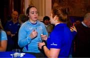 5 February 2025; Leinster Rugby, in association with Bank of Ireland, welcomed players, coaches and members of the media to College Green for the exclusive screening of ‘This Is Leinster’, a five-part behind the scenes documentary of the women’s team interprovincial success in the summer of 2024. The documentary, shot by the Leinster Rugby in-house videography team and led by Tom O’Sullivan, features never before seen footage and access with the wider squad, plus in-depth conversations with head coach Tania Rosser, captain Hannah O’Connor, and players Eimear Corri and Ruth Campbell. The documentary goes live at 7pm on Thursday evening, 6 February 2025 across all Leinster Rugby social platforms. Pictured is Leinster's Clodagh Dunne, left, and Niamh O'Dowd. Photo by Shauna Clinton/Sportsfile