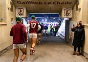 8 February 2025; Fintan Burke of Galway, 17, makes his way onto the pitch before the Allianz Hurling League Division 1A match between Galway and Clare at Pearse Stadium in Galway. Photo by Tyler Miller/Sportsfile