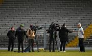 8 February 2025; Donegal manager Jim McGuinness is interviewed by RTÉ television after the Allianz Football League Division 1 match between Kerry and Donegal at Fitzgerald Stadium in Killarney, Kerry. Photo by Brendan Moran/Sportsfile