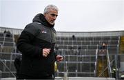 8 February 2025; Donegal manager Jim McGuinness makes his way onto the pitch before the Allianz Football League Division 1 match between Kerry and Donegal at Fitzgerald Stadium in Killarney, Kerry. Photo by Brendan Moran/Sportsfile