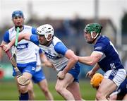9 February 2025; Shane Bennett of Waterford in action against Willie Dunphy of Laois during the Allianz Hurling League Division 1B match between Waterford and Laois at Walsh Park in Waterford. Photo by Michael P Ryan/Sportsfile