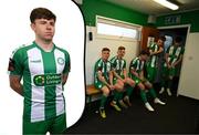 8 February 2025; Thomas Considine poses for a photograph as team-mates await their turn during a Bray Wanderers squad portraits session at Carlisle Grounds in Bray, Wicklow. Photo by Stephen McCarthy/Sportsfile