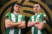 8 February 2025; Brothers Conor, left, and Rhys Knight during a Bray Wanderers squad portraits session at Carlisle Grounds in Bray, Wicklow. Photo by Stephen McCarthy/Sportsfile
