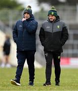 8 February 2025; Donegal County Board central council delegate Sean Dunnion, left, and Donall Barrett before the Allianz Football League Division 1 match between Kerry and Donegal at Fitzgerald Stadium in Killarney, Kerry. Photo by Brendan Moran/Sportsfile