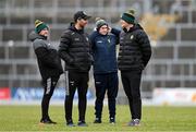 8 February 2025; Donegal GAA representatives Donall Barrett, left, Marty Boyle, Donegal County Board central council delegate Sean Dunnion and selector Colm McFadden before the Allianz Football League Division 1 match between Kerry and Donegal at Fitzgerald Stadium in Killarney, Kerry. Photo by Brendan Moran/Sportsfile