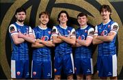 9 February 2025; Players, from left, Dean Owens, Connor Wilson, Ben Lee, Ben Lynch and Joe Hanson during a Treaty United squad portraits session at TUS in Limerick. Photo by Stephen McCarthy/Sportsfile