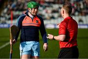 9 February 2025; Limerick goalkeeper Shane Dowling with referee Chris Mooney before the Allianz Hurling League Division 1A match between Limerick and Tipperary at TUS Gaelic Grounds in Limerick. Photo by Seb Daly/Sportsfile