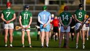 9 February 2025; Limerick players, from left,  Colin Coughlan, David Reidy, goalkeeper Shane Dowling, Donnacha Ó Dálaigh and Diarmaid Byrne before the Allianz Hurling League Division 1A match between Limerick and Tipperary at TUS Gaelic Grounds in Limerick. Photo by Seb Daly/Sportsfile