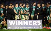 9 February 2025; Caelan Doris of Ireland with the Centenary Quaich after the Guinness Six Nations Rugby Championship match between Scotland and Ireland at Scottish Gas Murrayfield Stadium in Edinburgh, Scotland. Photo by Ramsey Cardy/Sportsfile
