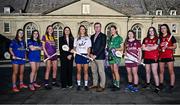 12 February 2025; eir, proud sponsor of the Camogie U16 All-Ireland Championship, celebrated the official launch of the 2025 season, which threw-in on Sunday, 9th February. As part of their sponsorship, eir is introducing the “eir Game of the Week,” spotlighting one standout fixture from across all divisions, along with the eir Player of the Match. Pictured, from left, are Rebecca Clarke, Cavan U16 Co-Captain, Faith Dunne, Cavan U16 Co-Captain, Lucy Nolan, Wexford U16 Captain, Susan Brady, eir Managing Director of Consumer and Small Business, Saoirse McCarthy, Cork Senior Player, Brian Molloy, President of the Camogie Association, Aoife Morrissey, Limerick U16 Captain, Roisin Coleman, Galway U16 Captain, Niamh McCluskey, Down U16 Co-Captain, and Eva Cunningham, Down U16 Co-Captain. This season also marks the beginning of eir’s three-year sponsorship agreement with the Camogie Association. Photo by Seb Daly/Sportsfile