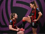 11 February 2025; Sarah Power and Sarah McKevitt during a Bohemians FC squad portraits session at DCU Sports Complex in Dublin. Photo by David Fitzgerald/Sportsfile
