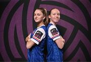 11 February 2025; Cara Griffin, left, and Grace McInerney during a Treaty United FC squad portraits session at UL North Campus in Limerick. Photo by Sam Barnes/Sportsfile