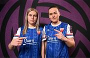 11 February 2025; Katie Lawlee, left, and Laura O'Neill during a Treaty United FC squad portraits session at UL North Campus in Limerick. Photo by Sam Barnes/Sportsfile