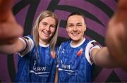 11 February 2025; Katie Lawlee, left, and Laura O'Neill during a Treaty United FC squad portraits session at UL North Campus in Limerick. Photo by Sam Barnes/Sportsfile