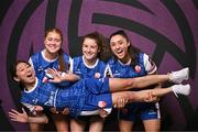 11 February 2025; Players, from left, Ayaka Ikeza, Anna Rockett,  Jillian O'Toole and Madelyn Robbins during a Treaty United FC squad portraits session at UL North Campus in Limerick. Photo by Sam Barnes/Sportsfile