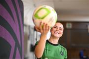 11 February 2025; Abby Tuthill during a Peamount United squad portraits session at Greenogue Park in Newcastle, Dublin. Photo by Stephen McCarthy/Sportsfile