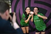 11 February 2025; Sophie Miranda, left, and Sophia Naufal during a Peamount United squad portraits session at Greenogue Park in Newcastle, Dublin. Photo by Stephen McCarthy/Sportsfile