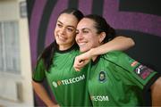 11 February 2025; Sophie Miranda, left, and Sophia Naufal during a Peamount United squad portraits session at Greenogue Park in Newcastle, Dublin. Photo by Stephen McCarthy/Sportsfile