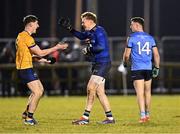12 February 2025; DCU players Ronan Gallagher, left and Eoin McGuinness celebrate after their side's victory in the Electric Ireland Higher Education GAA Sigerson Cup final match between UCD and DCU DÉ at the GAA Connacht Centre of Excellence in Bekan, Mayo. Photo by Piaras Ó Mídheach/Sportsfile