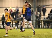 12 February 2025; DCU players Ryan Donoghue and Eoin McGuinness, right, celebrate after the Electric Ireland Higher Education GAA Sigerson Cup final match between UCD and DCU DÉ at the GAA Connacht Centre of Excellence in Bekan, Mayo. Photo by Piaras Ó Mídheach/Sportsfile