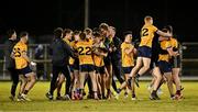 12 February 2025; DCU players celebrate after their side's victory in the Electric Ireland Higher Education GAA Sigerson Cup final match between UCD and DCU DÉ at the GAA Connacht Centre of Excellence in Bekan, Mayo. Photo by Piaras Ó Mídheach/Sportsfile