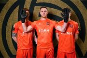 21 January 2025; Goalkeepers, from left, Enda Minogue, Peter Cherrie and Sammy Safaei during a Dundalk FC squad portraits session at Oriel Park in Dundalk, Louth. Photo by Stephen McCarthy/Sportsfile
