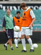 3 September 2004; Kevin Kibane, Republic of Ireland, with manager Brian Kerr during squad training. Lansdowne Road, Dublin. Picture credit; David Maher / SPORTSFILE