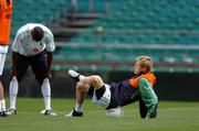 3 September 2004; Damien Duff, Republic of Ireland, with team-mate Clinton Morrison during squad training. Lansdowne Road, Dublin. Picture credit; David Maher / SPORTSFILE