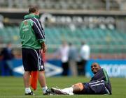 3 September 2004; Clinton Morrison, Republic of Ireland, with his manager Brian Kerr during squad training. Lansdowne Road, Dublin. Picture credit; David Maher / SPORTSFILE